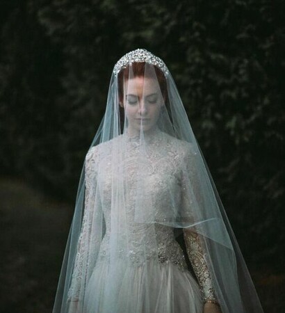 bride, wedding dress and tiara