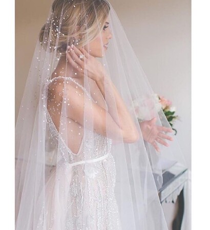 veil, bride and dress