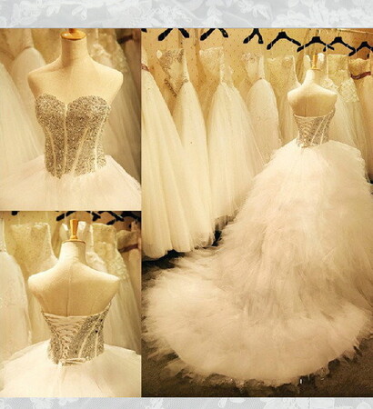 wedding gowns, crytals and tulle