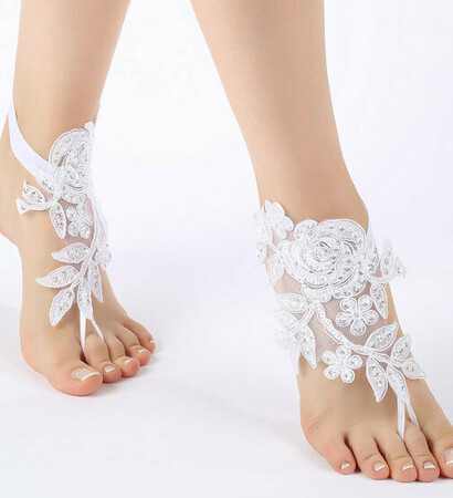 ivory lace sandals, beach wedding and etsy