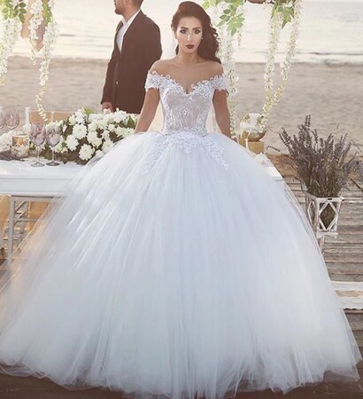 white dress, princess dress and wedding dress
