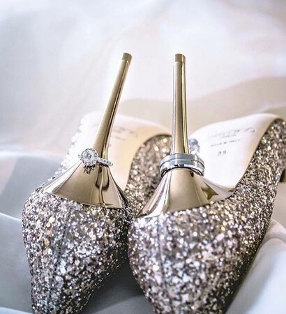 bride, rings and high heels