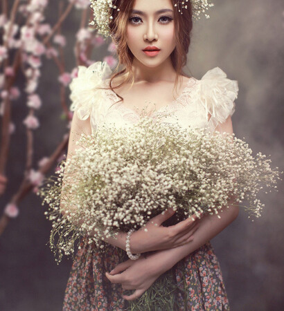 pretty, hair and flowers