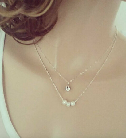 bridesmaid necklace, ivory pearl and pearl necklace