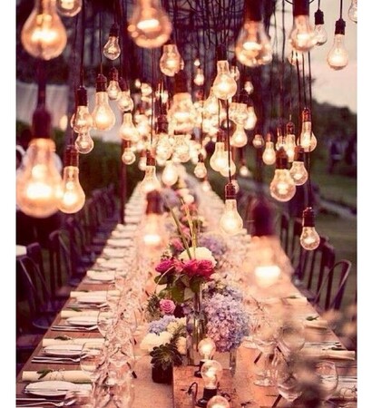 table, evening and lightbulbs
