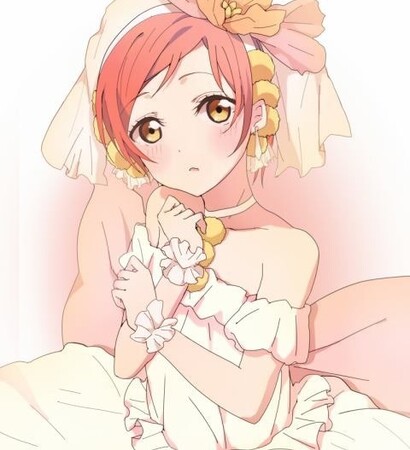 orange eyes, cute and wedding dress