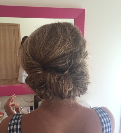 my hair, pink nails and blonde hair