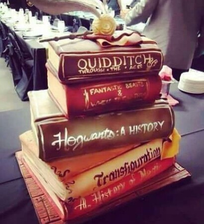 harry potter themed party, cake and wedding cake