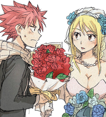 natsu dragneel, groom and lucy heartfilia