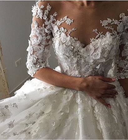 long sleeve, long dress and wedding day
