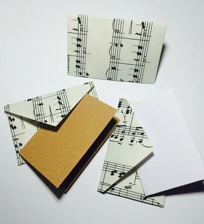 etsy, music sheet envelope and invitations