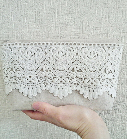 nude natural linen, cream clutch and lace pouch purse