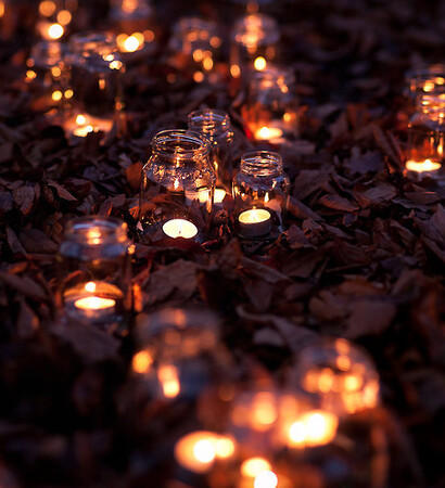 candles, leaves and autumn