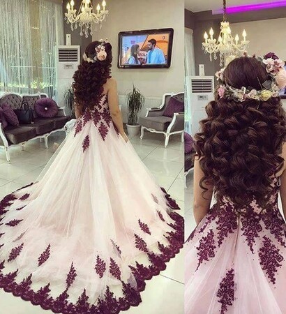 beautiful wedding dresses, maroon and white and wedding dresses