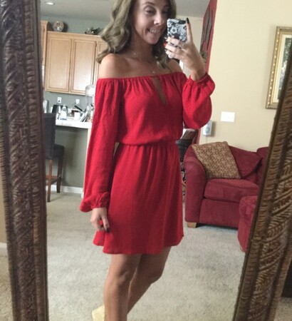 short, red dress and girl