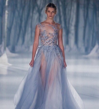 model, wedding dress and winter wonderland