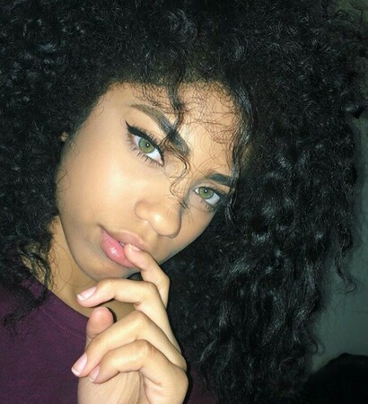 curly hair, phone and make up