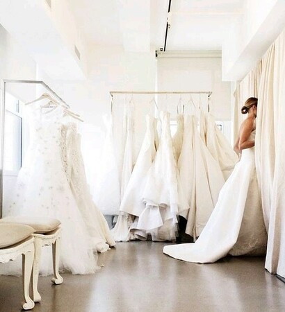 white, bride and dresses