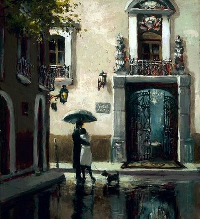 couple, witchcraft and rain