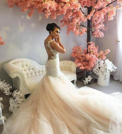 room, flowers and wedding dress