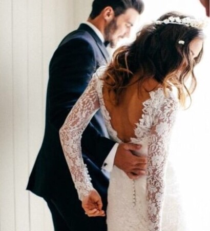 white, weddingdress and couple