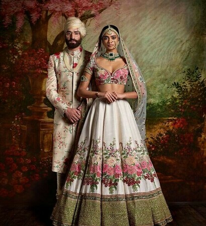wedding couture, florals and indian wedding