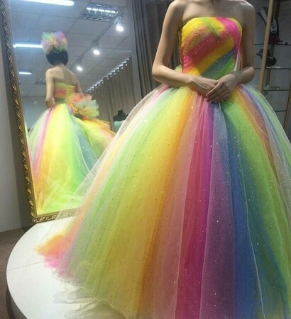beautiful, rainbow dress and dress