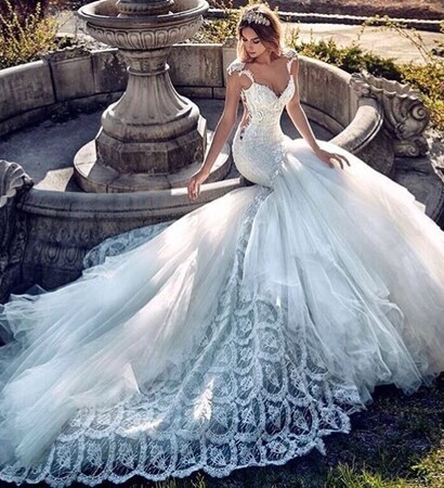 crown, wedding dress and fountain