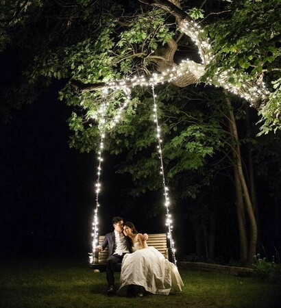 lights, love and wedding dress