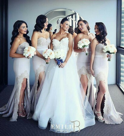 bride, girls and dress