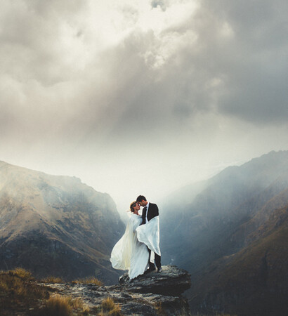 bride, man and dress