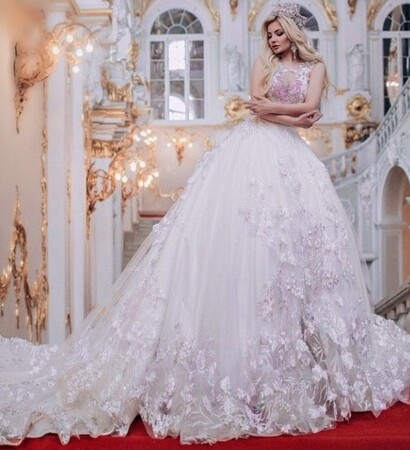 wedding dress, princess and romantic