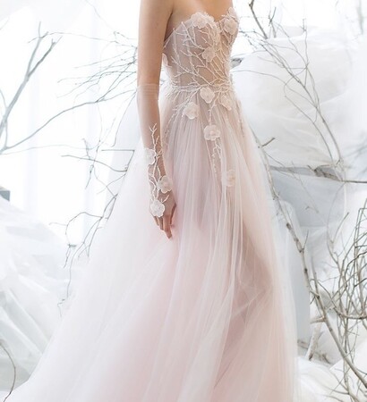 winter, bride and dress