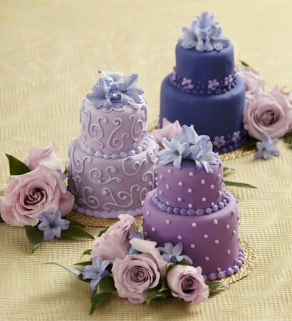 cake, mini cake and purple