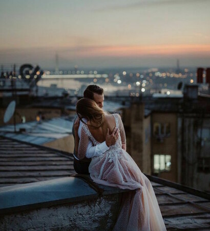 couple, sunset and love