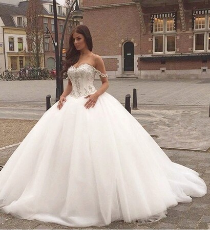 big, wedding dress and bride