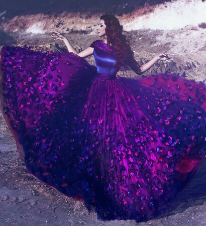 purple, fashion and dress