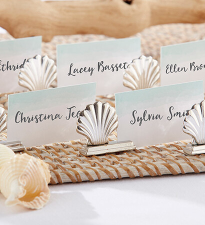 beach wedding favors, seashell wedding favors and beach place card holders