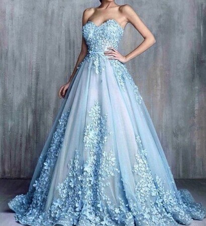 luxury dress, girl and blue