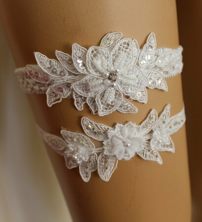 accessory, suspenders and white lace garter