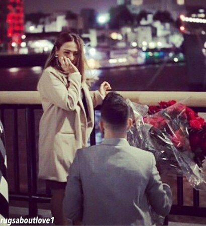 engagement, couple and surprise