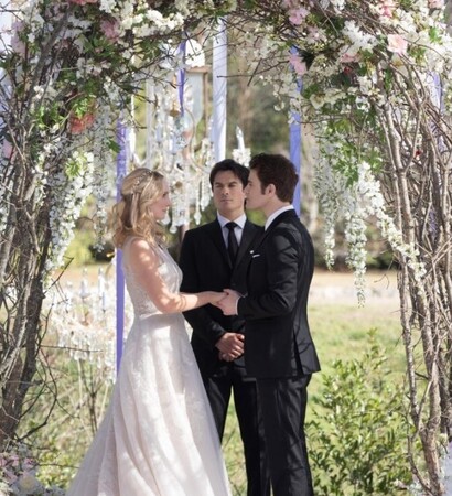 tvd, steroline and wedding dress