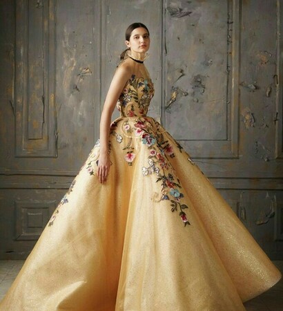floralpattern, gown and yellowdress