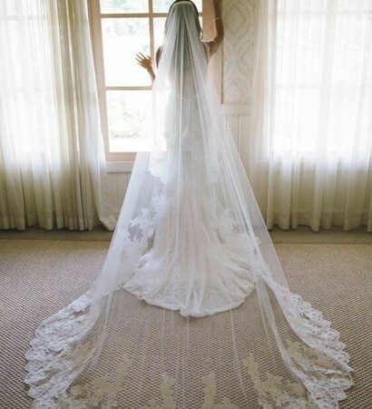 lace, bridal veil and wedding dress