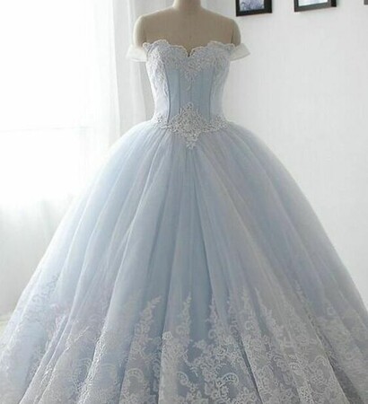 blue dress, princess and ball gowns