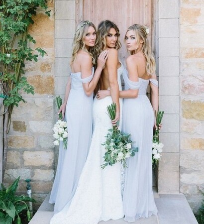 white dress, bridesmaids and wedding dress
