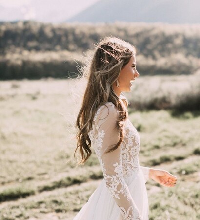 bride, wedding dress and the perfect day