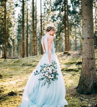 white, bridal dress and embroidery