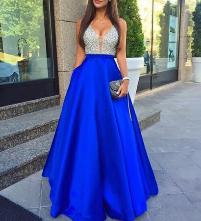 dress, paillettes and blue