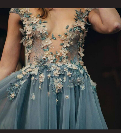 transparan dress, senior and blue